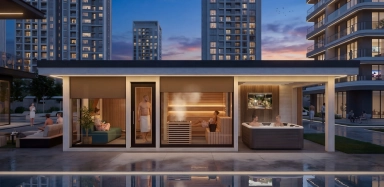 Designer kültéri szauna panoráma kilátással