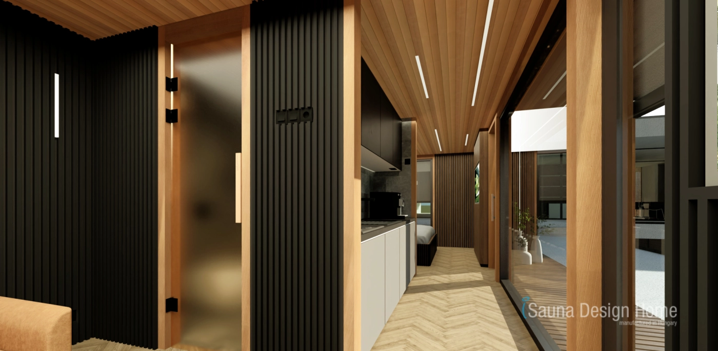 Wellness pihenőház belső közlekedőtér