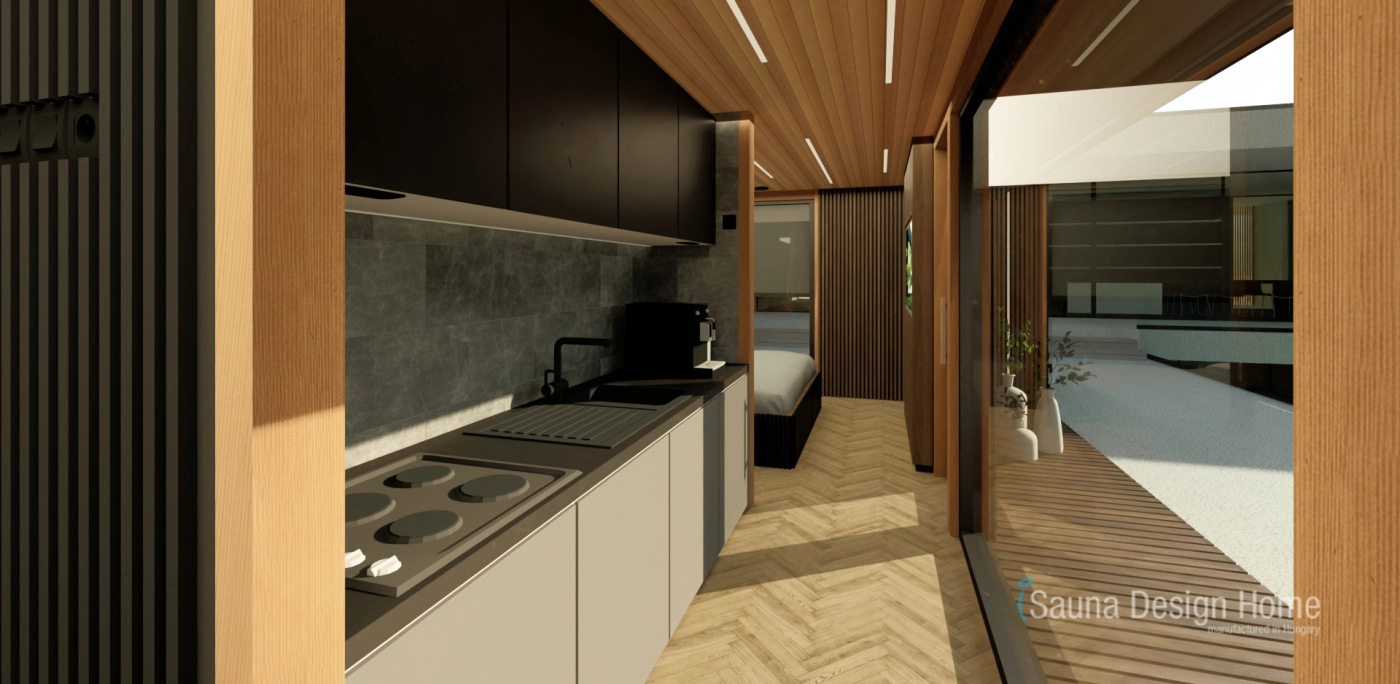 mini konyha wellness pihenőházban