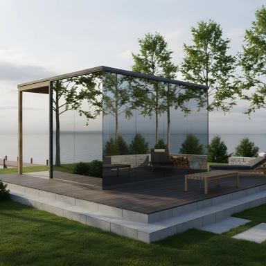 Designer kültéri szauna panoráma kilátással